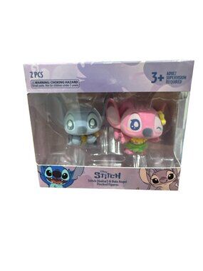 Disney Stitch Guitar & Hula Angel Flocked Figures 2-Piece Set Ages 3+ Collectibl